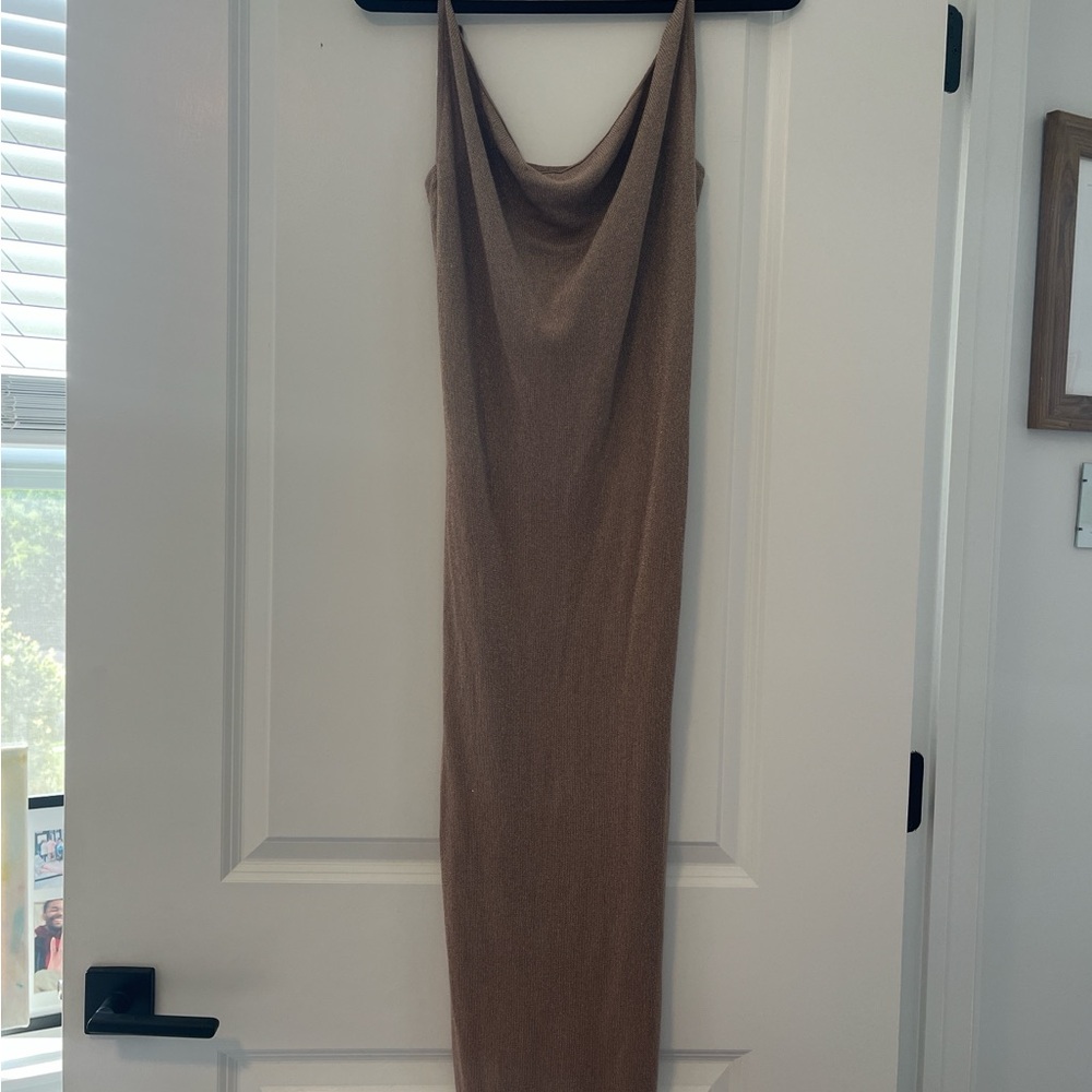 Vici Tan Cowl Neck Slip Dress